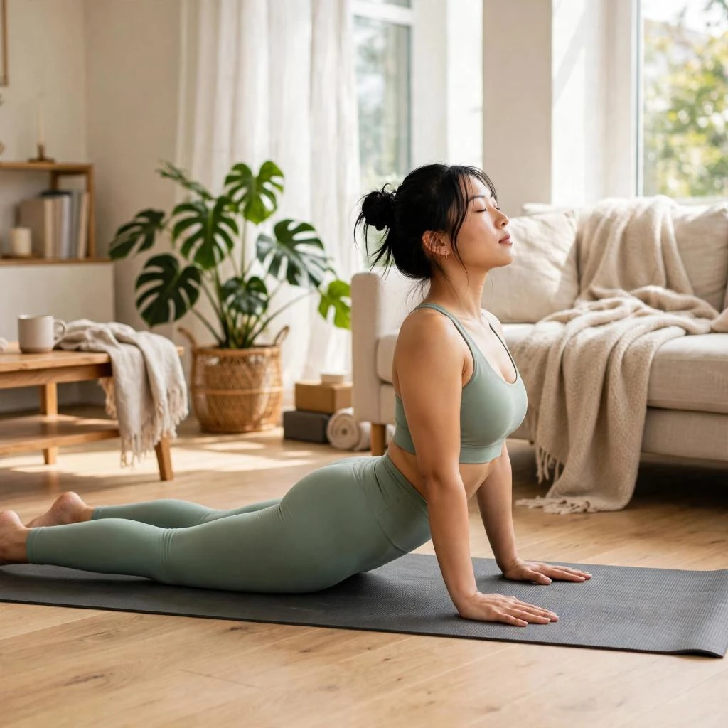 Woman Performing Flexibility Wellness Routine